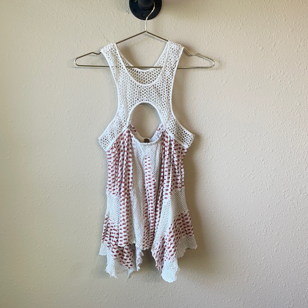 Free People One Crochet Printed Swing Top Sz S